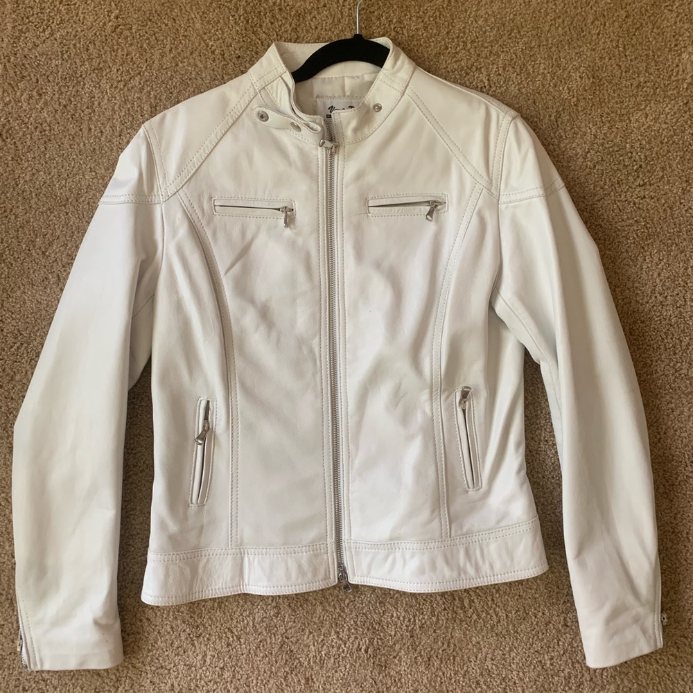 White Genuine Leather Italian Jacket, Vera Pelle